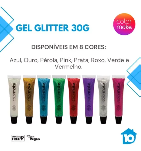 Gel Glitter Bisnaga ColorMake Roxo 30g
