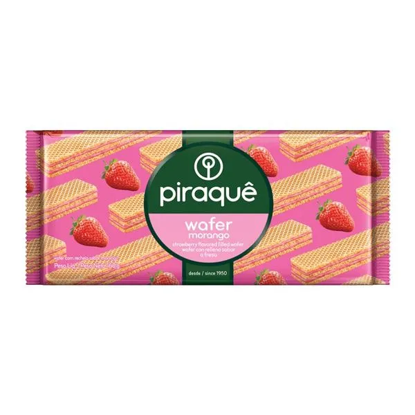 Biscoito Wafers Piraquê Morango 160g