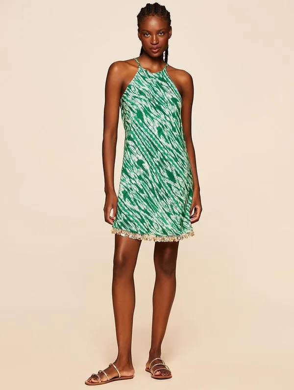 Vestido Curto Estampado Playa VERDE P
