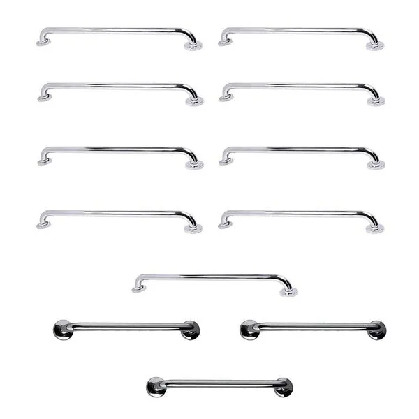 Kit Barra de Apoio BSL3420 Inox 12 Unidades 9 de 80cm e 3 de 30cm para Banheiro Aço Inox Braslu Kit Barra de Apoio BSL3420 Inox 12 Unidades para Banheiro Aço Inox Braslu