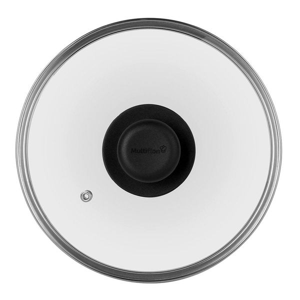 Tampa de Vidro Multiflon com Pomel Preto - 20cm de Diâmetro