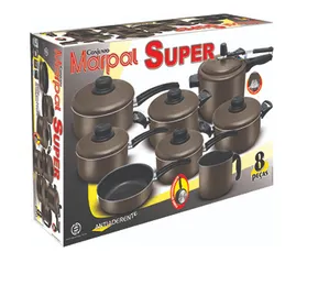 Jogo de Panelas em Alumínio Anti Aderente 8 Pecas Super com Panela de Pressão Marpa