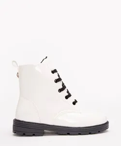 bota infantil coturno envernizado branco 35