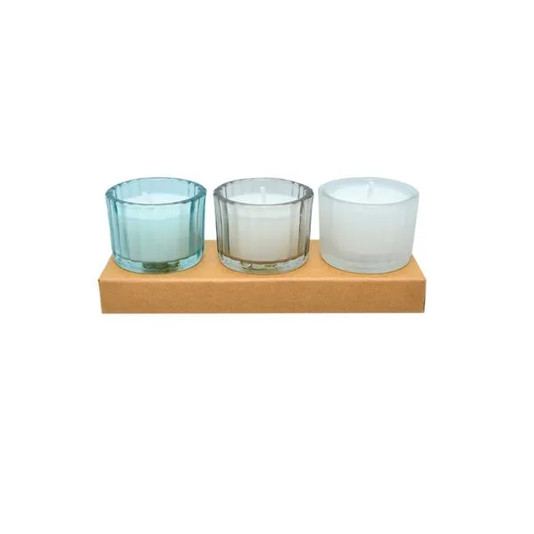 Trio Mini Velas Decorativas Vidro Azul EK561481 - Brascontinental