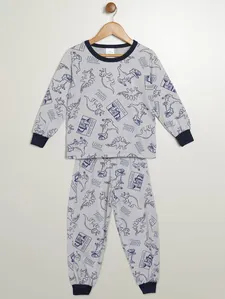 Pijama Longo Estampado Infantil Para Menino - CINZA 4