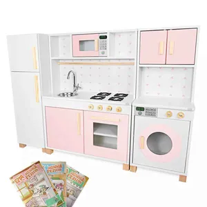 Kit Cozinha Infantil com Geladeira e Máquina de Lavar Rosa Bebê