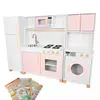 Kit Cozinha Infantil com Geladeira e Máquina de Lavar Rosa Bebê