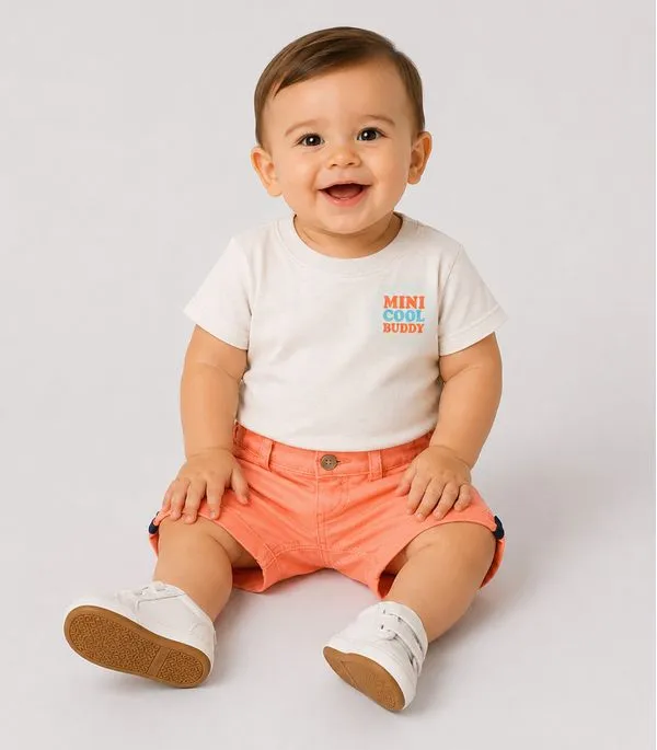 Conjunto Infantil Camiseta Com Bermuda Trick Nick Bege P