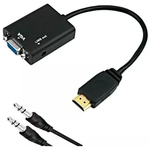 Hdmi Para Vga Com áudio P2 Conversor Adaptador De Vídeo
