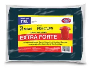 Saco Lixo Embalixo Extra Forte Preto Boca Larga 110L 25 Sacos
