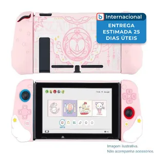 Capa Para Console Switch Geekshare Star Wings Rosa Neon A-MBI