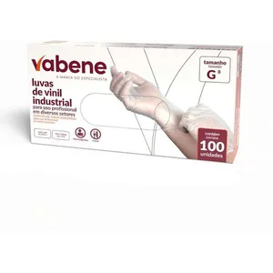 Luva Descartável de Vinil g sem Pó Hipoalergênica Ambidestra Transparente com 100 Unidades Vabene Luva Descartável Vinil g sem Pó Hipoalergênica 100 Unidades Vabene