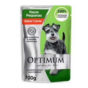 Ração Úmida Optimum Sachê para Cães Adultos Raças Pequenas e Minis Carne 100 g