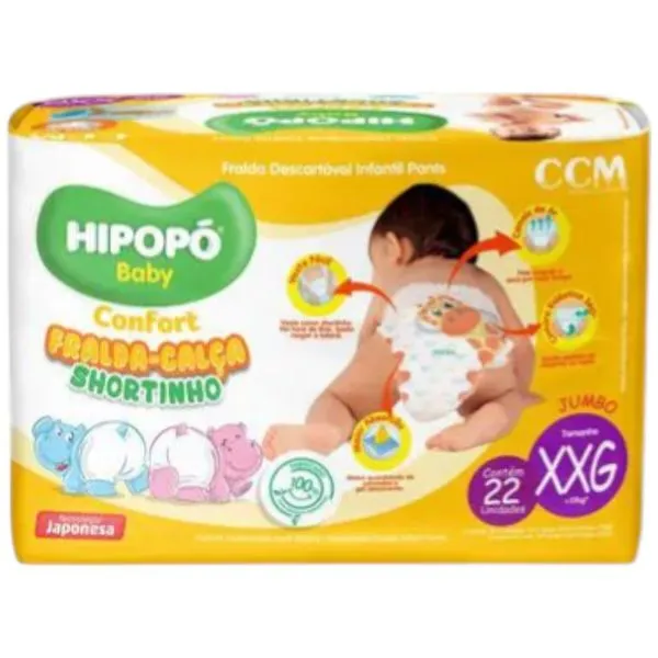 Fralda Shortinho Hipopo Baby Jumbinho XXG 22 Unidades (MP)