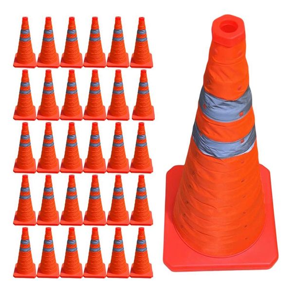 Kit 30 Cones Retráteis Portáteis SU-CONE3-1 com Faixas Refletivas 50cm Laranja Economia Solar Kit 30 Cones Retráteis SU-CONE3-1 Refletivos 50cm Laranja Economia Solar