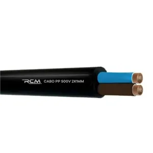 Fio Cabo PP 500V 2X1MM RCM Isolamento em Polipropileno Alta Flexibilidade RCM Cabos Elétricos Fio Cabo PP 500V 2X1MM RCM Isolamento em Polipropileno RCM Cabos Elétricos