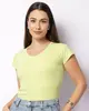 Blusa Feminina Manga Curta Canelada Verde G