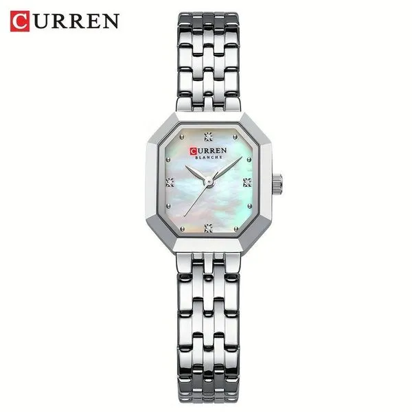 Relógio Feminino de Pulso Analógico com Mostrador Quadrado Prata e Pulseira em Aço Inox Curren Relógio Feminino de Pulso Analógico com Mostrador Quadrado Prata Curren
