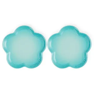 CONJUNTO 2 PRATOS FLOR LE CREUSET 23CM EM CERÂMICA AZUL COOL MINT 91029200496070