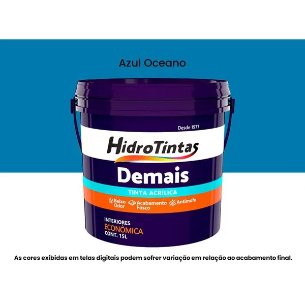 Tinta Acrílica Econômica Hidrotintas Fosca 15L Demais Azul Oceano (MP)