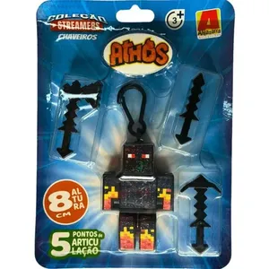 Boneco Articulado Chaveiro Athos Coleção Streamers 8cm com Mosquetão Preto Algazarra Brinquedos Boneco Articulado Chaveiro Athos Streamers 8cm Preto Algazarra Brinquedos