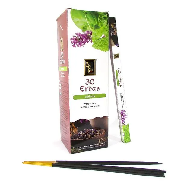 Incenso 30 Ervas Para Carisma Zed Black Caixa Com 25 Pacotes (MP)