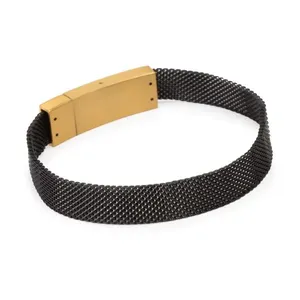 Pulseira Joell de Malha de Aço Preta Preta GG
