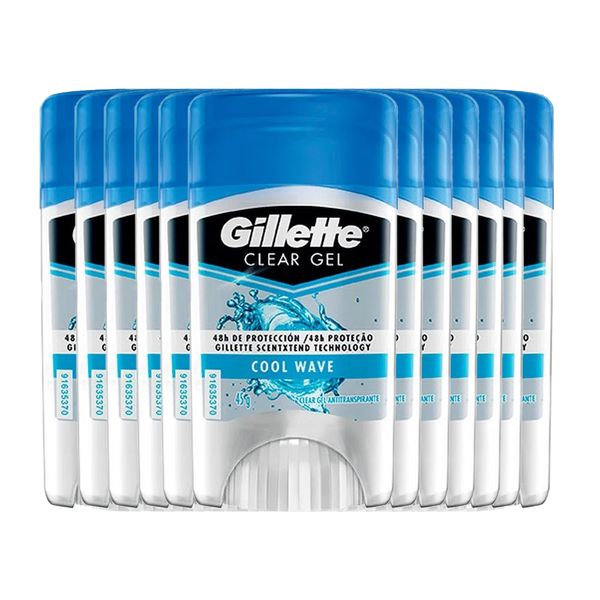 Kit Desodorante Gillette Mini Gel Cool Wave 45g - 12 Unidades