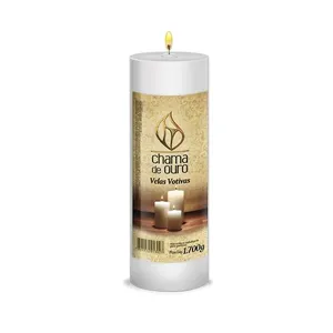Vela Votiva 21 Dias Premium Branca 1700g - Chama de Ouro
