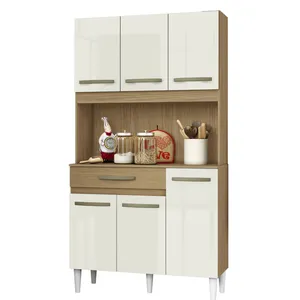 Kit Cozinha Cleo 6 Portas 1 Gaveta 2 Prateleiras em MDP - Aramóveis Atacama / Off-White
