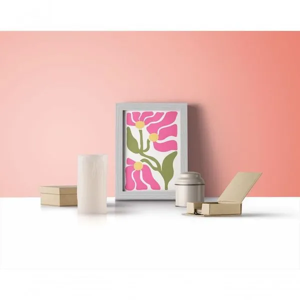 Quadro Decorativo Tulipadelic Retangular 20x30 em Vinil com Vidro Branco Quadro Decorativo Tulipadelic Retangular 20x30 em Vinil Branco