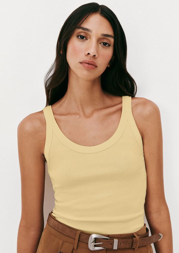 Regata Básica Feminina Slim Rib - Amarelo XXG