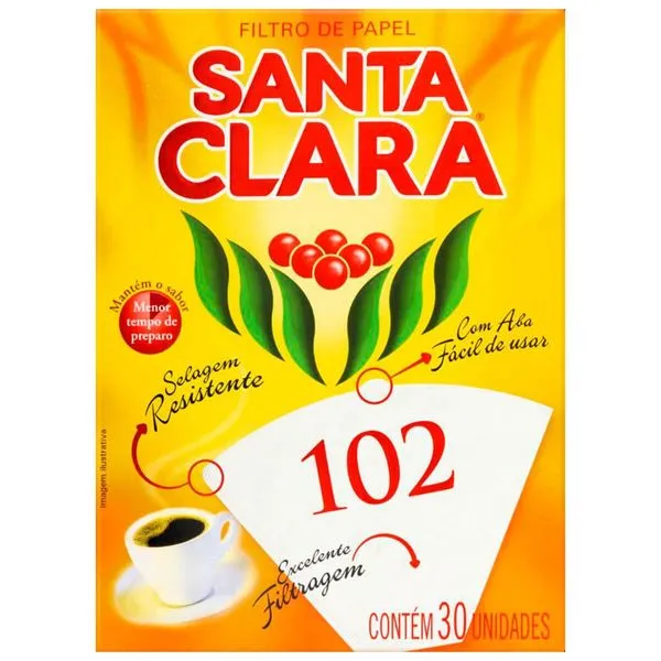 Filtro De Papel Santa Clara 102 Caixa Com 30 Unidades