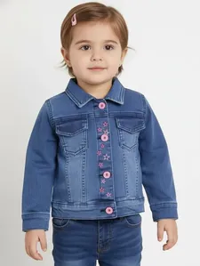Jaqueta Jeans Infantil Para Menina - AZUL 2