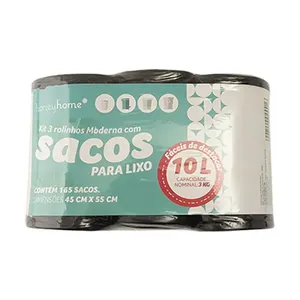 Kit 3 Rolos com 55 Sacos de Lixo 10L Suporta Até 3kg 45x52x2cm LM4086MO - honeyhome