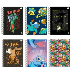 Caderno Universitário Espiral Capa Dura Kbom Masculino 1 Matéria 96 Folhas Sortido 10151 - Animativa