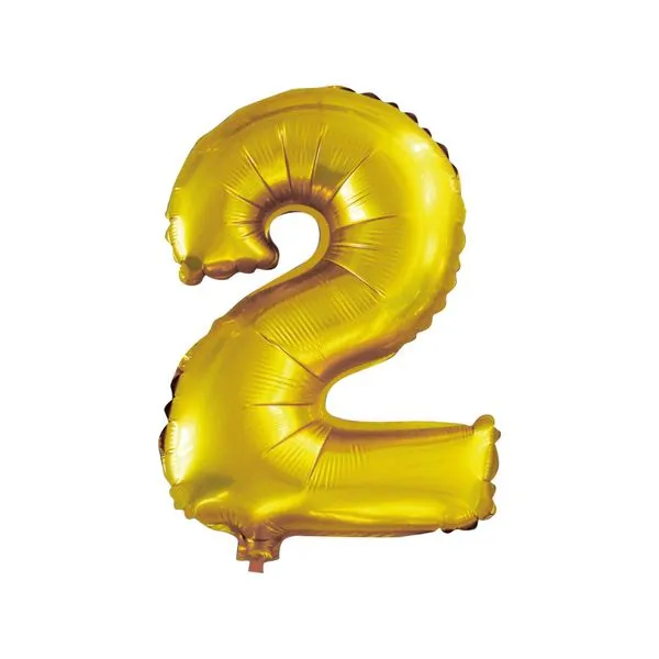 Balão Número 2 Dois Dourado 40cm - Brdecor