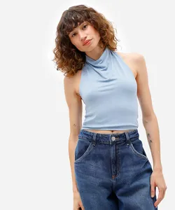 blusa frente única feminina azul P