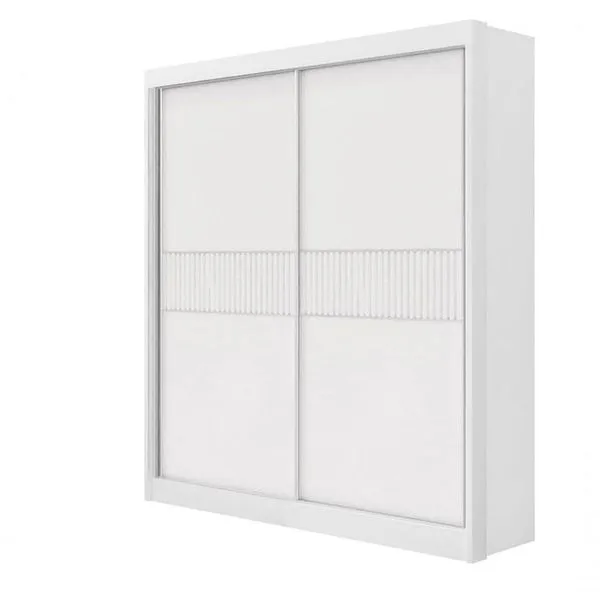 Guarda Roupa Solteiro 2 Portas 3 Gavetas - Santorini Ripado-branco - Móveis D'doro