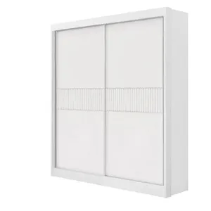 Guarda Roupa Solteiro 2 Portas 3 Gavetas - Santorini Ripado-branco - Móveis D'doro