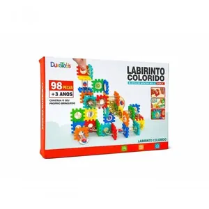 Brinquedo Educativo de Montar Labirinto Colorido 98 Peças Percurso de Bolinha Dute Brasil Labirinto Colorido de Montar 98 Peças Brinquedo Educativo Dute Brasil