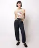 Calça Jeans Feminina Balloon com Bolsos Azul Escuro 46