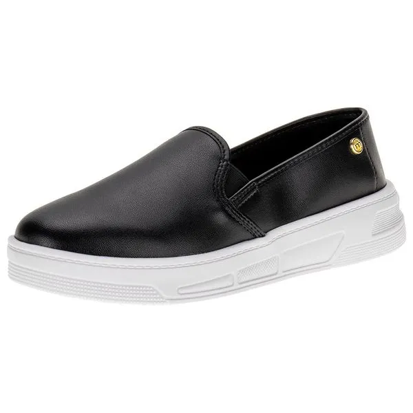 Tênis Feminino Slip On Moleca - 5786100 PRETO/BRANCO 35