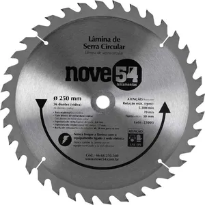 Lâmina de serra circular com 36 dentes de metal duro/vídea 250mmx30mm NOVE54