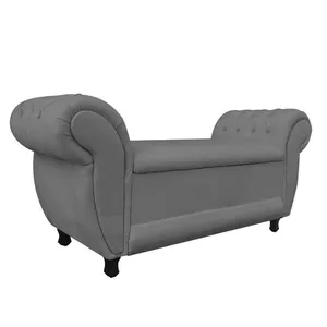 Recamier com Ba£ Grcia Namoradeira Caladeira Suede Grafite - D'Rossi