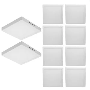 Kit 10 Painéis de LED Quadrado Sobrepor 18W 3000K Luz Amarelo Quente Bivolt Branco Blumenau Iluminação Kit 10 Painéis de LED Quadrado Sobrepor 18W 3000K Luz Quente Bivolt Branco Blumenau Iluminação