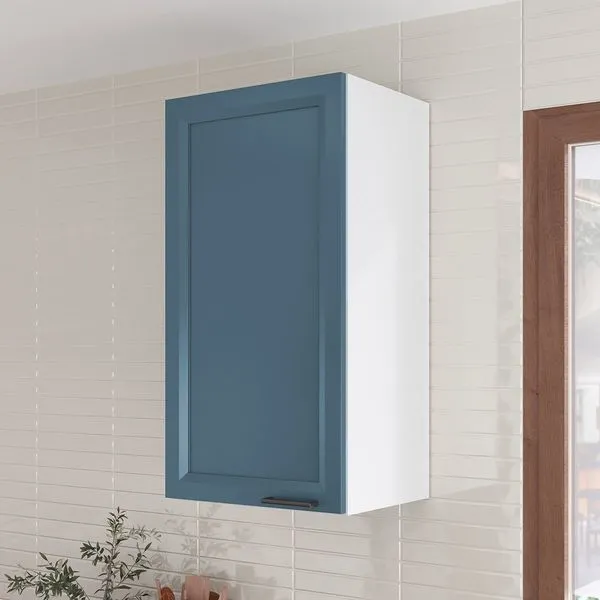 Armário Aéreo 1 Porta 41cm Soho CabeCasa MadeiraOriginals Branco/Azul Branco/Azul