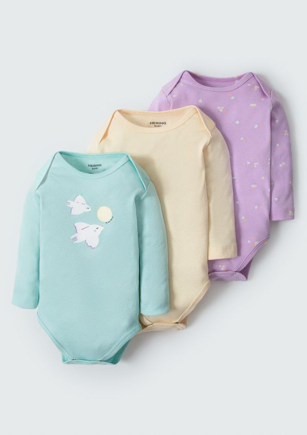 Kit Com 3 Bodies Bebê Menina Em Ribana - Multicolorido 06M