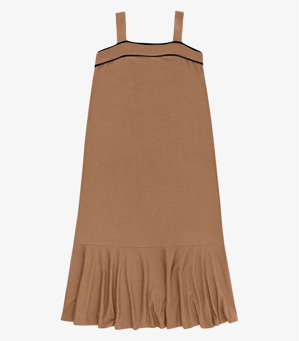 Vestido Feminino Super Midi Evasê Liso Endless Marrom P