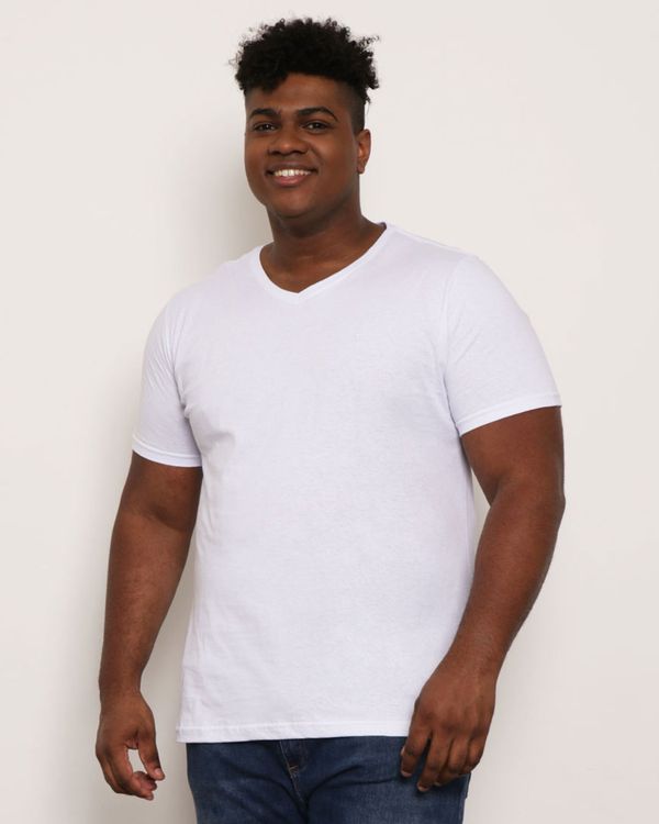 Camiseta Plus Size Masculina Básica Manga Curta Branca G3